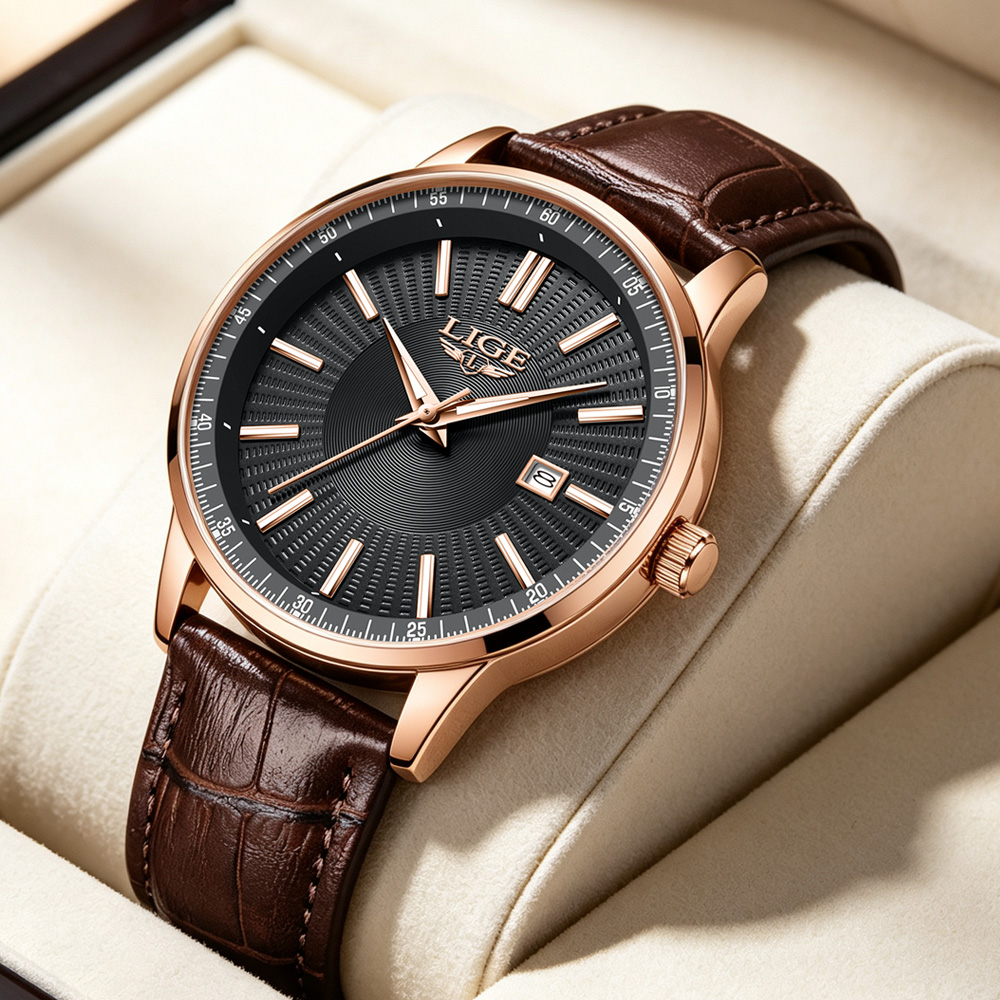 Luxury Watch Mockup - LIGE Top Brand Luxury Men's Watches