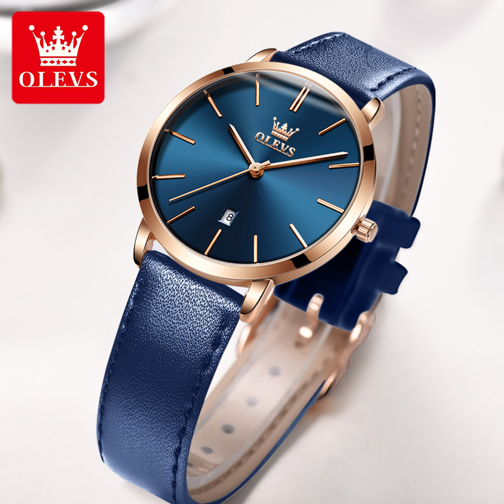 OLEVS Fashion Ultra Thin Women - Luxury Watch With Leather Strap ulasan dan harga
