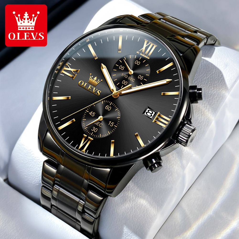 OLEVS 2886 Classic Black Quart - Luxury Watch Mockup ulasan dan harga