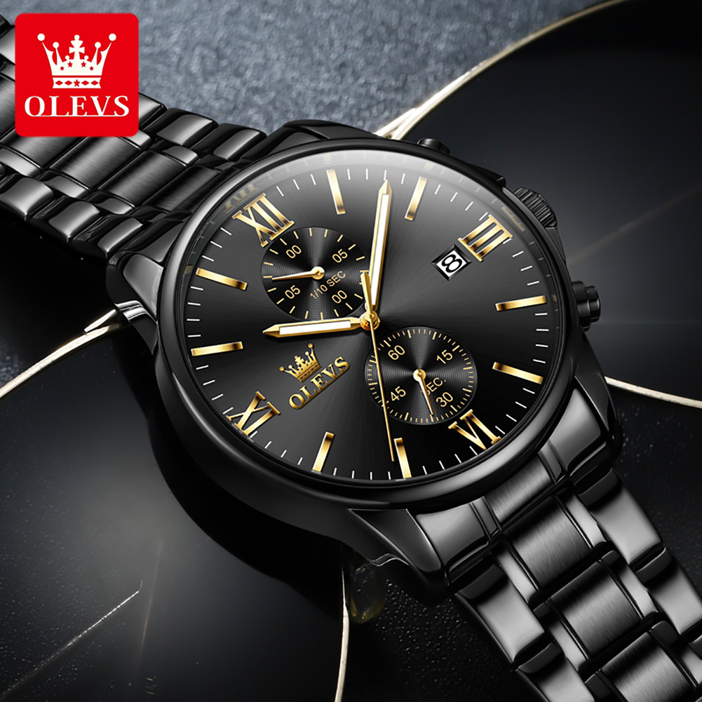 OLEVS 2886 Classic Black Quart - Luxury Watch Mockup ulasan dan harga