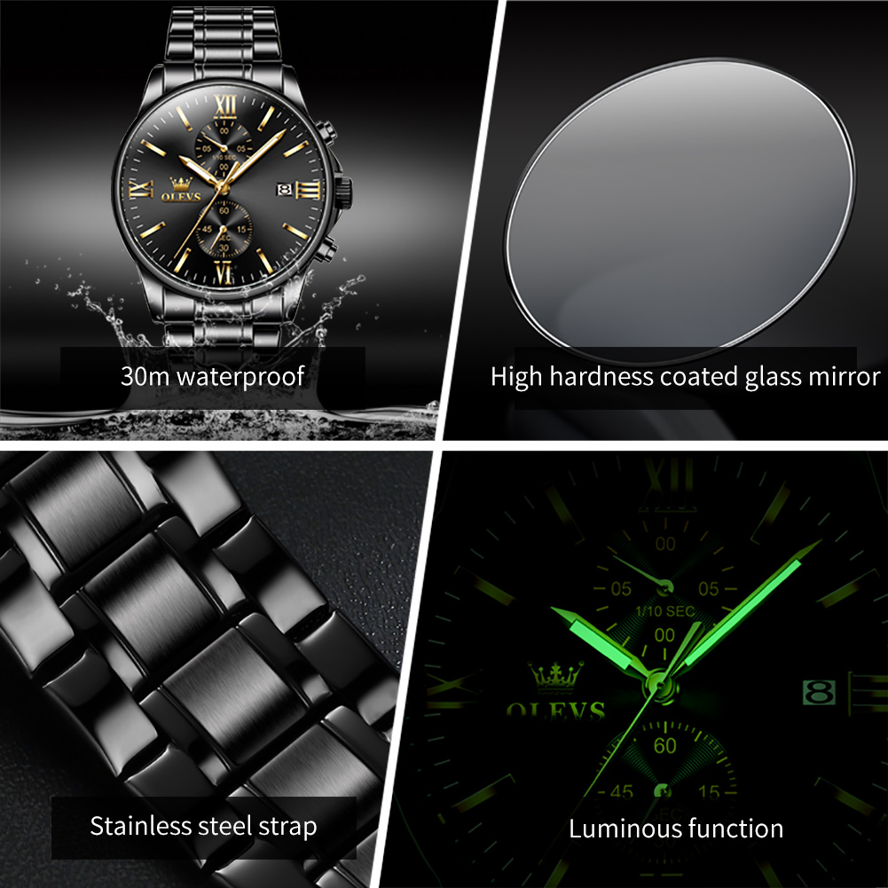 OLEVS 2886 Classic Black Quart - Luxury Watch Mockup ulasan dan harga