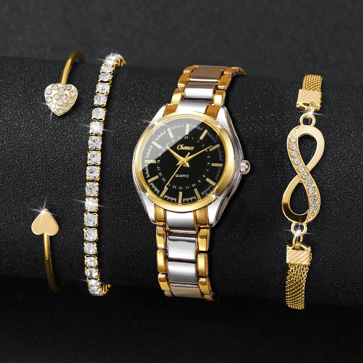 4PCS Elegant Women Watches Bra - Luxury Watch Kit ulasan dan harga