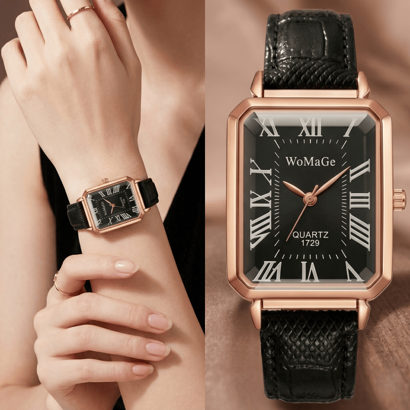 Fashion Rectangle Quartz Watch - Luxury Watch With Leather Strap ulasan dan harga