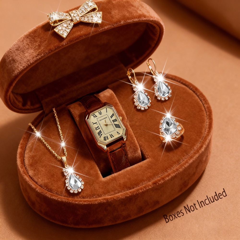 5pcs/set, Luxury Women's Watch - Luxury Watch With Leather Strap ulasan dan harga