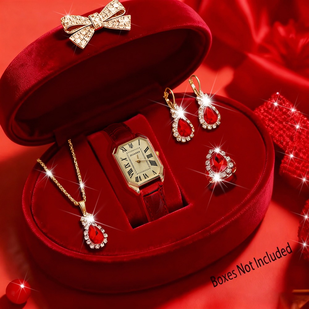 5pcs/set, Luxury Women's Watch - Luxury Watch With Leather Strap ulasan dan harga