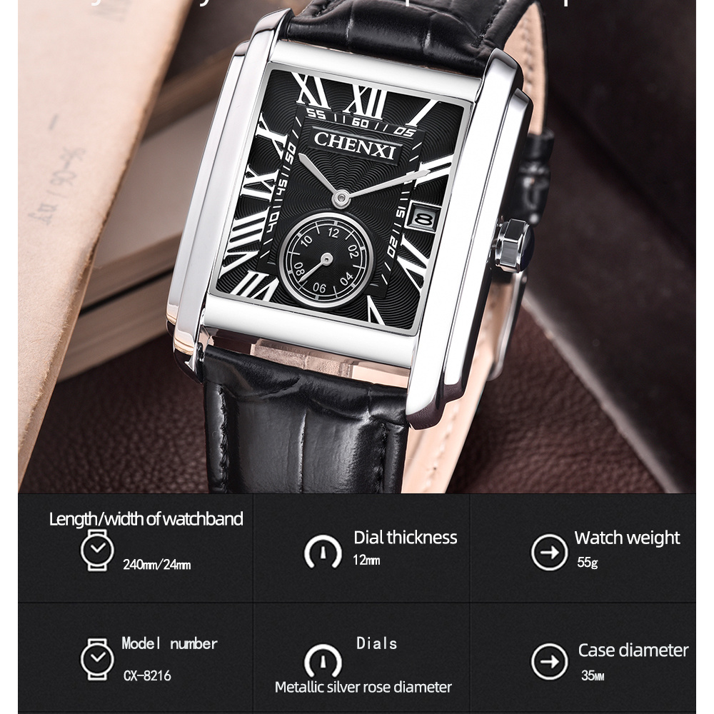 CHENXI 8216 Fashion Classic Sq - Luxury Watch Mockup ulasan dan harga