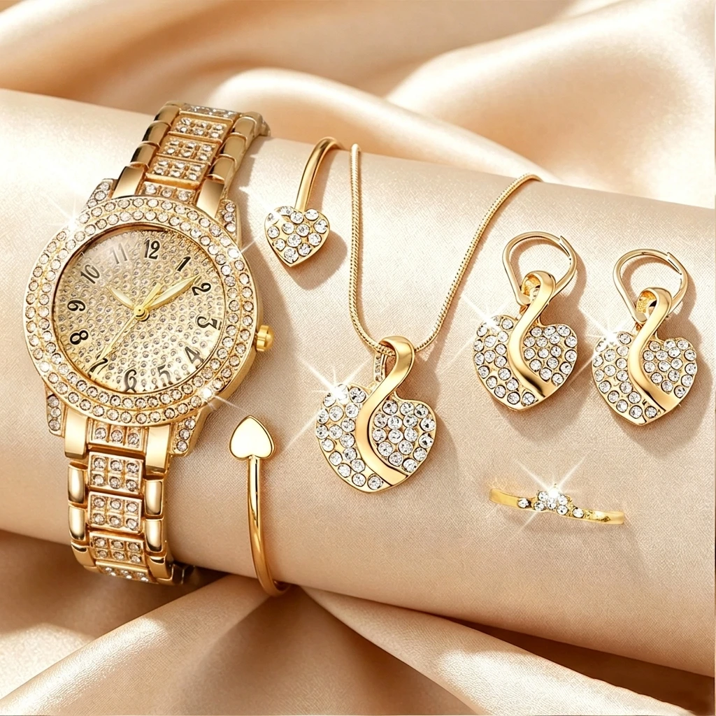 6PCS Fashion Rhinestone Women  - Luxury Watch Kit ulasan dan harga