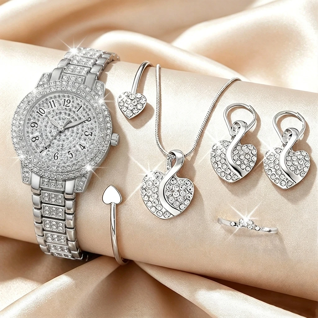 6PCS Fashion Rhinestone Women  - Luxury Watch Kit ulasan dan harga