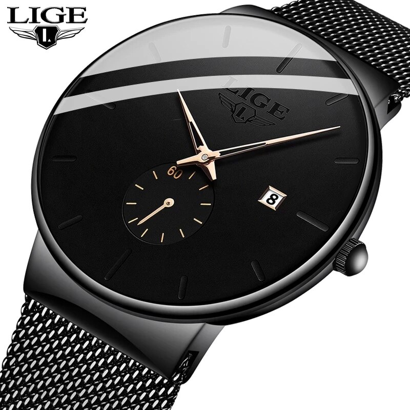 LIGE Fashion Mens Watches Top  - Luxury Watch Mockup ulasan dan harga