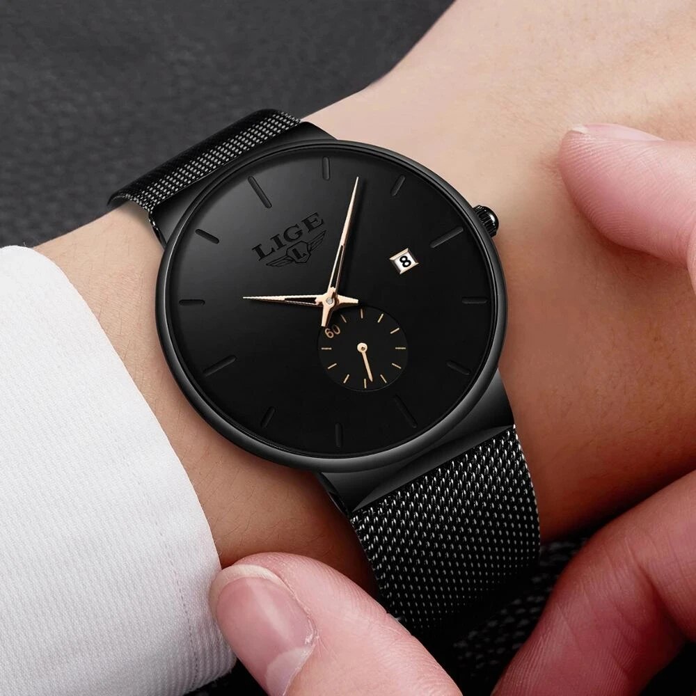 LIGE Fashion Mens Watches Top  - Luxury Watch Mockup ulasan dan harga
