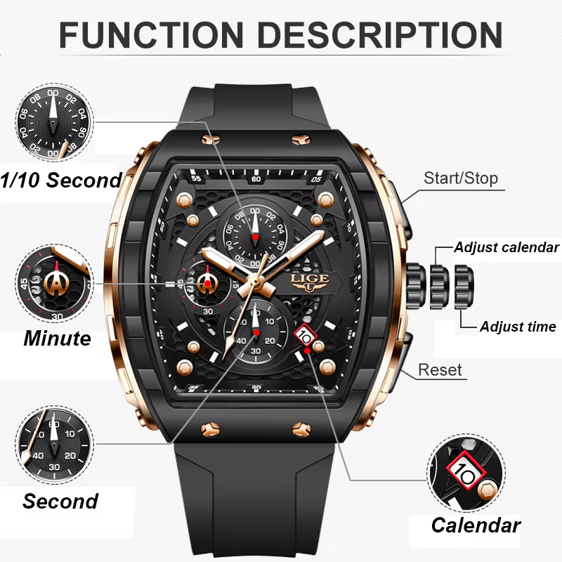 LIGE Top Brand Luxury Men Watc - Luxury Watch Mockup ulasan dan harga